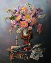 Morozov, Andrey: Still life with violin and flowers