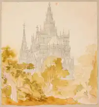 Schinkel, Karl Friedrich: A Gothic Cathedral behind Trees