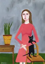 Bursic, Sharyn: Cat Lady with Black Cat