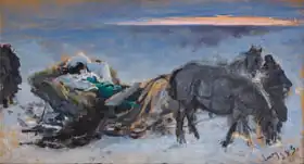 Wyczółkowski, Leon: Gertruda Komorowska in the Sleigh