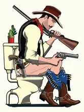 Washroom, The In: Cowboy On the Toilet