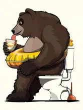 Washroom, The In: Brown Bear On the Toilet
