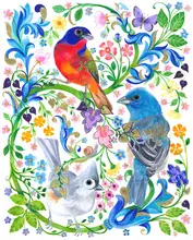 Brent, Isabelle: American Buntings and Titmouse Birds