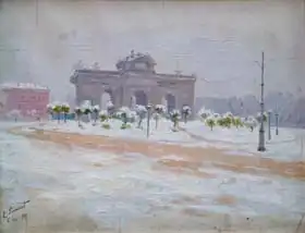 Simonet, Enrique: Snow covered Puerta de Alcalá