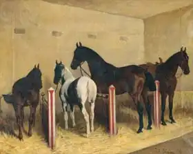 Blaas, Julius von,: Horses in the stable