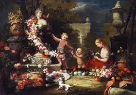 Brueghel, Abraham: Offering of flowers to the goddess Venus