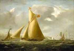 Schetky, John Christian: The cutter yacht Gazelle off Cowes
