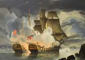 Schetky, John Christian: The furious action between HMS Mars and the French 74 Hercule off Brest on 21st April 1798