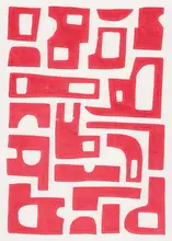 Galitsyna, Alisa: Red Abstract Shapes / Lino Print