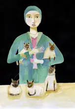 Bursic, Sharyn: Lady with Five Siamese Cats