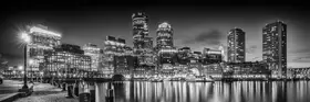 Viola, Melanie: BOSTON Fan Pier Park & Skyline in the evening - Monochrome Panoramic