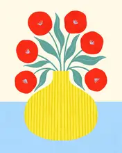 Donne, Melissa: Red Flowers in Yellow Vase