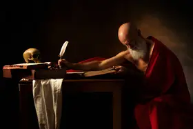 Simone, Aglioni: Saint Jerome Writing-Caravaggio