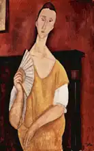 Modigliani, Amadeo: Portrait of Lunia Czechowski with fan