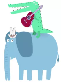 Daly, Carla: Elephant with a Guitar Playing Crocodile by Carla Daly