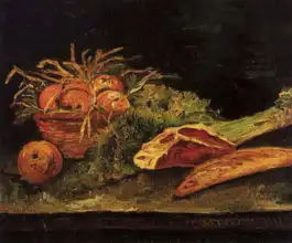 Gogh, Vincent van: Still life with apples, meat and bread