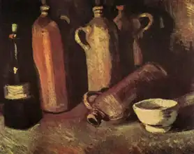 Gogh, Vincent van: Still Life with bottles and white earthenware cup