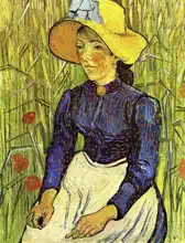 Gogh, Vincent van: Woman with straw hat in wheat field