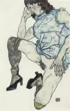 Schiele, Egon: Kneeling girl