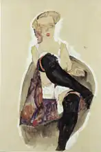 Schiele, Egon: Girl with crossed legs