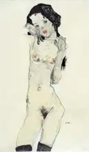 Schiele, Egon: Girl with black hair