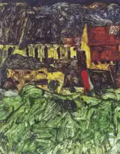 Schiele, Egon: Cityscape Czech Krumlov (St. Vitus with houses)