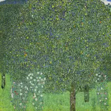 Klimt, Gustav: Rose bushes under trees