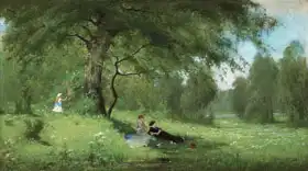Lindström, Arvid Mauritz: Cheerful company on the meadow (summer)