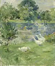 Morisot, Berthe: Girl in a boat with geese