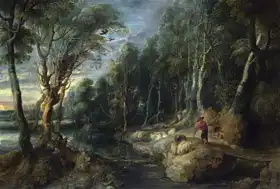 Rubens, Peter Paul: Shepherd with his flock in a wooded landscape