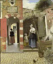 Hooch, Pieter de: The courtyard of a house in Delft