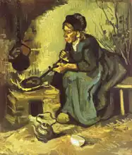 Gogh, Vincent van: Peasant woman cooking by the fire