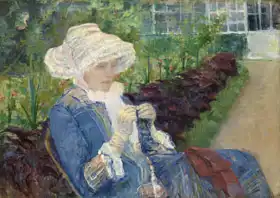 Cassatt, M. S.: Lydia when crocheting in the garden at Marly