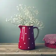Unknown: Flowers in red jug