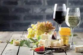 Unknown: Grapes, cheese, figs, honey and wine