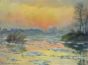 Monet, Claude: Monet sunset on seine in winter web