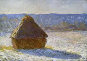Monet, Claude: Grainstack in morning snow effect