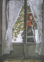 Monet, Claude: Red scarf (Mrs. Monet)