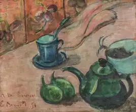 Bernard, Emile: Still life with teapot, cup and fruit