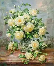Williams, Albert: Princess Diana Roses in a Cut Glass Vase