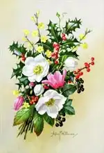 Williams, Albert: Spray of Dogrose, Holly, Mistletoe and Larkspur