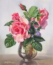 Williams, Albert: AB/289 Lady Sylvia Roses in a Silver Vase