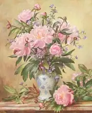 Williams, Albert: AB/302 Vase of Peonies and Canterbury Bells
