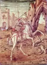 Crivelli, Carlo: St. George and the Dragon, scene from the predella panel of the 