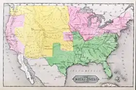 American school (19th century): Map of the United States in 1861, from 