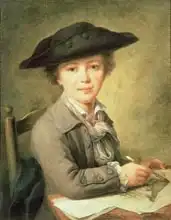 Lepicie, Nicolas-Bernard: Young draughtsman in black hat, 18th century