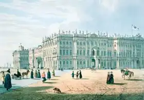 Perrot, Ferdinand Victor: The Winter Palace as seen from Palace Passage, St. Petersburg