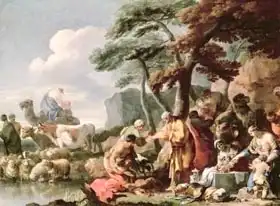 Bourdon, Sebastien: Jacob burying the false gods under the oak by Shechem