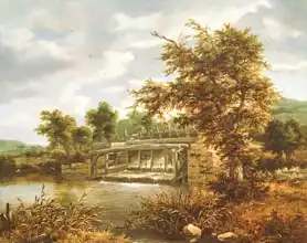 Ruisdael, Jacob: A wooded river landscape with a sluice gate