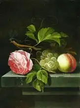 Borman, Johannes: A Still Life with a Rose, Grapes and Peach, 17th century